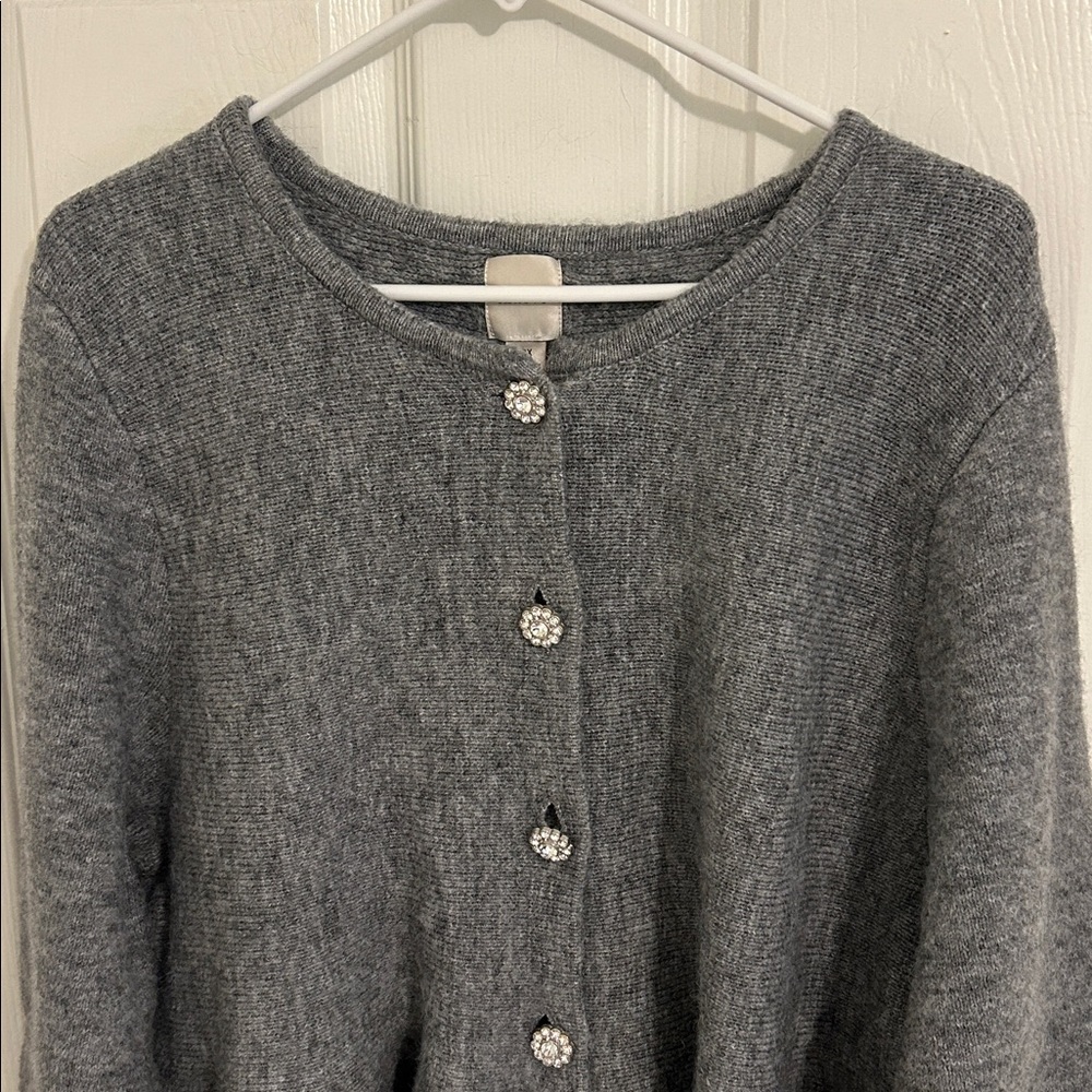 Anthropologie Maeve Rhinestone Flower Button Peplum Cardigan Sweater New Size 2X - Picture 6 of 13
